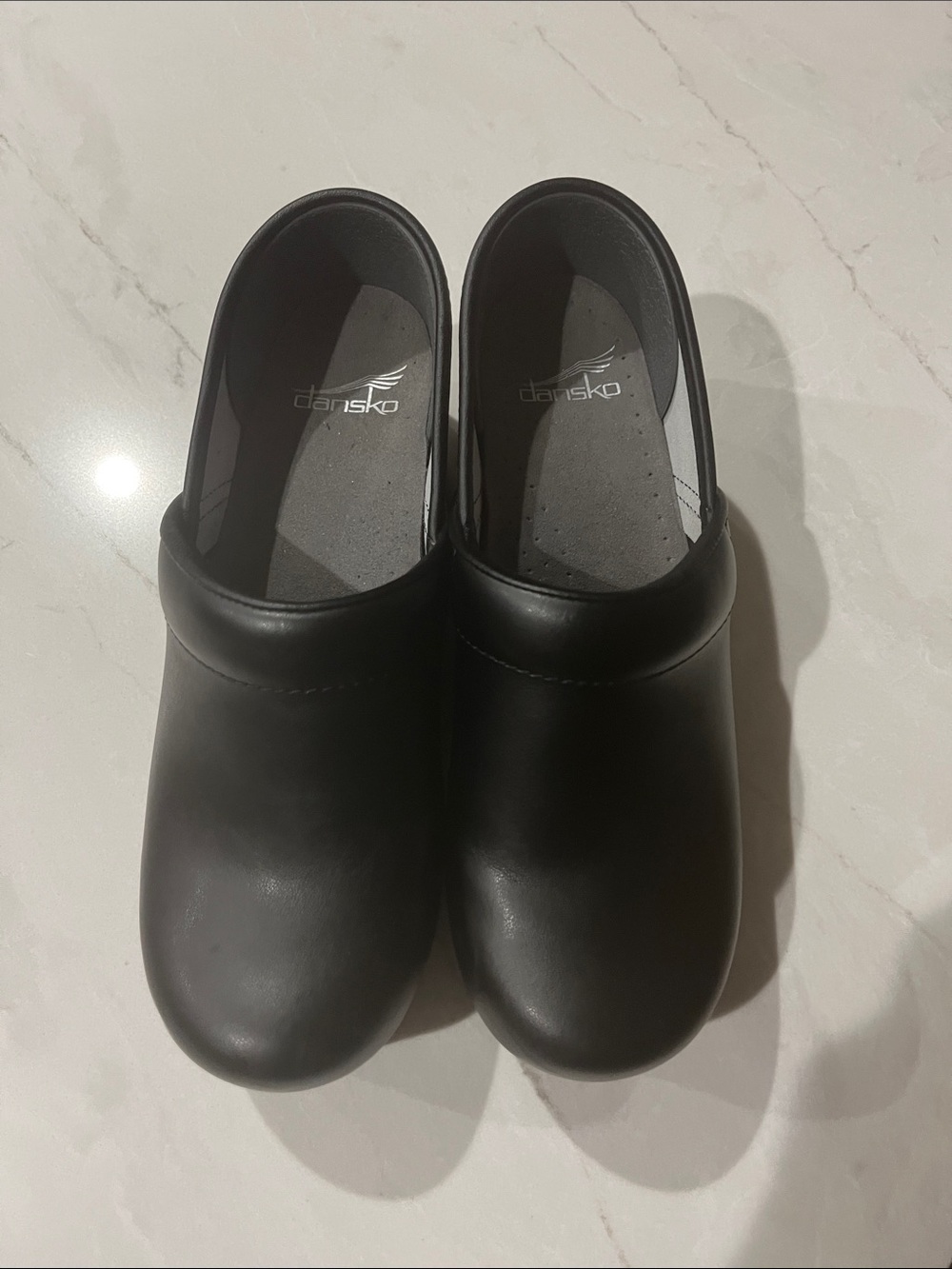 Dansko Black Leather Slip-On Clogs size 37